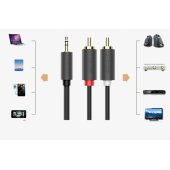 AV102 2x RCA kabelis (Cinch) 3,5 mm kištukas 2 m (juodas)