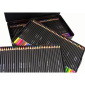 Set of 120 Art Crayons Metal Container