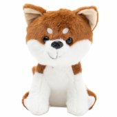 Pliušinis žaislas talismanas, mažas Shiba Inu šuo, baltas ir rudas, 20 cm