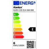 Kanlux LED lemputė FILAMENT XLED C35 E14 6W-NW 806lm 4000K neutrali spalva
