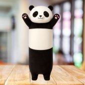 Plush Panda Mascot Pillow Oblong Roller Black and White 70cm