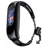 Xiaomi Mi Band 3/ 4/ 5/ 6 juoda metalinė apyrankė