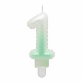 Žvakės papuošimas Nr. 1 (7cm) balta/ žalia ombre