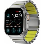 Stratos Band Apple Watch 42/ 44/ 45/ 49mm Natural Titanium Green FKM