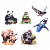 Set of Slippery Transparent Wild Animal Stickers 50 pcs.