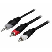 Garso kabelis 3,5 mm – 2xRCA, 2 m, juodas