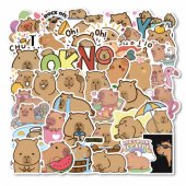 Capybara Sticker Set PET Material 6 Sheets 120pcs.