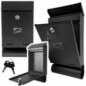 Mailbox for Letters and Newspapers, Black Galvanized Steel, 32.5x22.5x