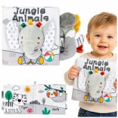Soft Sensory Book with a Rustling and Squeaking Elephant, Gray