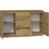 Topeshop KOMODA 2D3S 120CM DĄB ARTISAN 3 SZUFLADY 2 DRZWI SALON