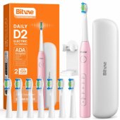 D2 Electric toothbrush x8 brushes / travel case / holder / cable Pink