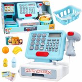 Interactive Cash Register Scanner Basket Food Products Lights Sounds
