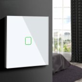 Maclean Touch light switch, single, glass, white with square