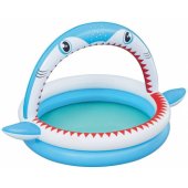 Sharktastic pripučiamas vaikų baseinas su purkštuvu 1.63 m