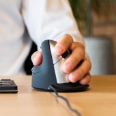 HE Mouse ergonomic left USB medium black/ silv