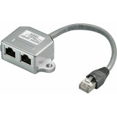 RJ45 T-adapteris CAT5 Kištukas-u003e2xLizdas sidabrinis