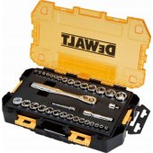 34 Piece Mechanics Tool Set Tooth Ratchet Socket Drive 1/ 4 IN and 3/ 8