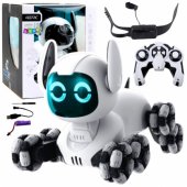 TOOBY nuotoliniu būdu valdomas robotas šuo RC 360°, šviesos, garsai, juoda ir balta