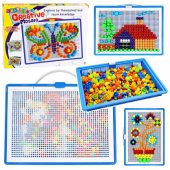 Creative Set Button Mosaic Puzzle Mushrooms Pushpins Suitcase 300 pcs.