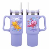 Minecraft violetinis 900 ml izoliuotas puodelis su šiaudeliu