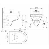Selnova Rimfree, stiprināms pie sienas, 355x530 mm, balts
