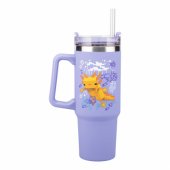 Minecraft violetinis 900 ml izoliuotas puodelis su šiaudeliu