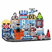 Magnetinės konstravimo kaladėlės Policijos bazė, transporto priemonės, policininkas, 44 vnt.