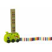 Battery-operated Green Dinosaur Car Arranging Colorful Dominoes 4 Colo
