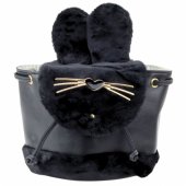 Children®s Backpack Plush Ears Adjustable Strap Black 22cm 4L