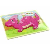 LeanToys Wooden Puzzle Dinosaur Corythosaurus Pink