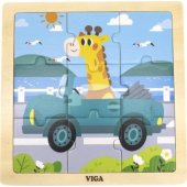 Viga Toys VIGA Handy Wooden Puzzle Giraffe in a Car 9 Elements