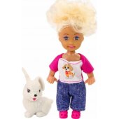 Mini Doll with Long Hair, Colorful Animal Clothes