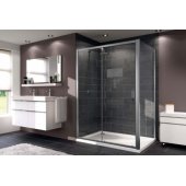 X1 1400 mm h=1900 Glossy silver/ Clear glass AP