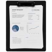 Clipboard for writing on a board with a clip for A4 office documents,