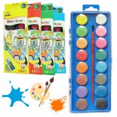 Set of Watercolor School Paints 16 Colors Brush