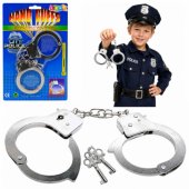 Handcuffs for a Little Policeman, Metal, with Keys, for Children, Silv
