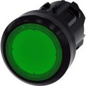 Siemens šviečiantis mygtukas, 22 mm, apvalus, plokščias, žalias plastikinis