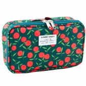 Pencil Case School Organizer Cosmetic Bag Pocket Cherries Green 22.5cm