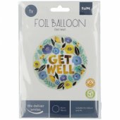 Folinis balionas „Get well soon“ su gėlėmis, 45 cm