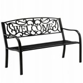 WELCOME Garden Bench Terrace Garden Metal 3 Seater Black 127 cm