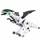 Battery Operated Dinosaur Robot with Movable Wings, Lights, Sound, Whi