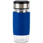 Emsa Tea Mug terminis arbatos puodelis 0.4 litro (mėlynas/ skaidrus, stiklas, scre
