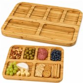 Bamboo Board Platter with Compartments for Serving Tray 36 x 28cm