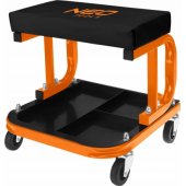 Workbench stool on wheels with tool shelf