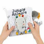 Soft Sensory Book with a Rustling and Squeaking Elephant, Gray