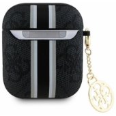 4G Printed Stripes Charm Cover for Apple AirPods 1/ 2 Black