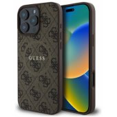 PU odos 4G spalvotu žiedu „MagSafe“ dėklas iPhone 16 Pro Max, rudas