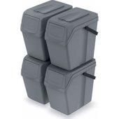 Prosperplast Sortibox šiukšliadėžė atliekų rūšiavimui, 4 x 25 l, pilka