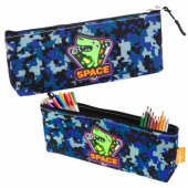 Pencil Case Space Dinosaur Pixels Blue 20x8cm
