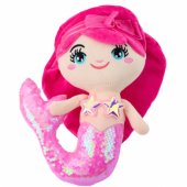Plush Mermaid Cuddly Toy Tail Sequin Light Pink 28cm